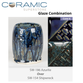 Azurite SW-186 over Shipwreck SW-154 Stoneware Combination